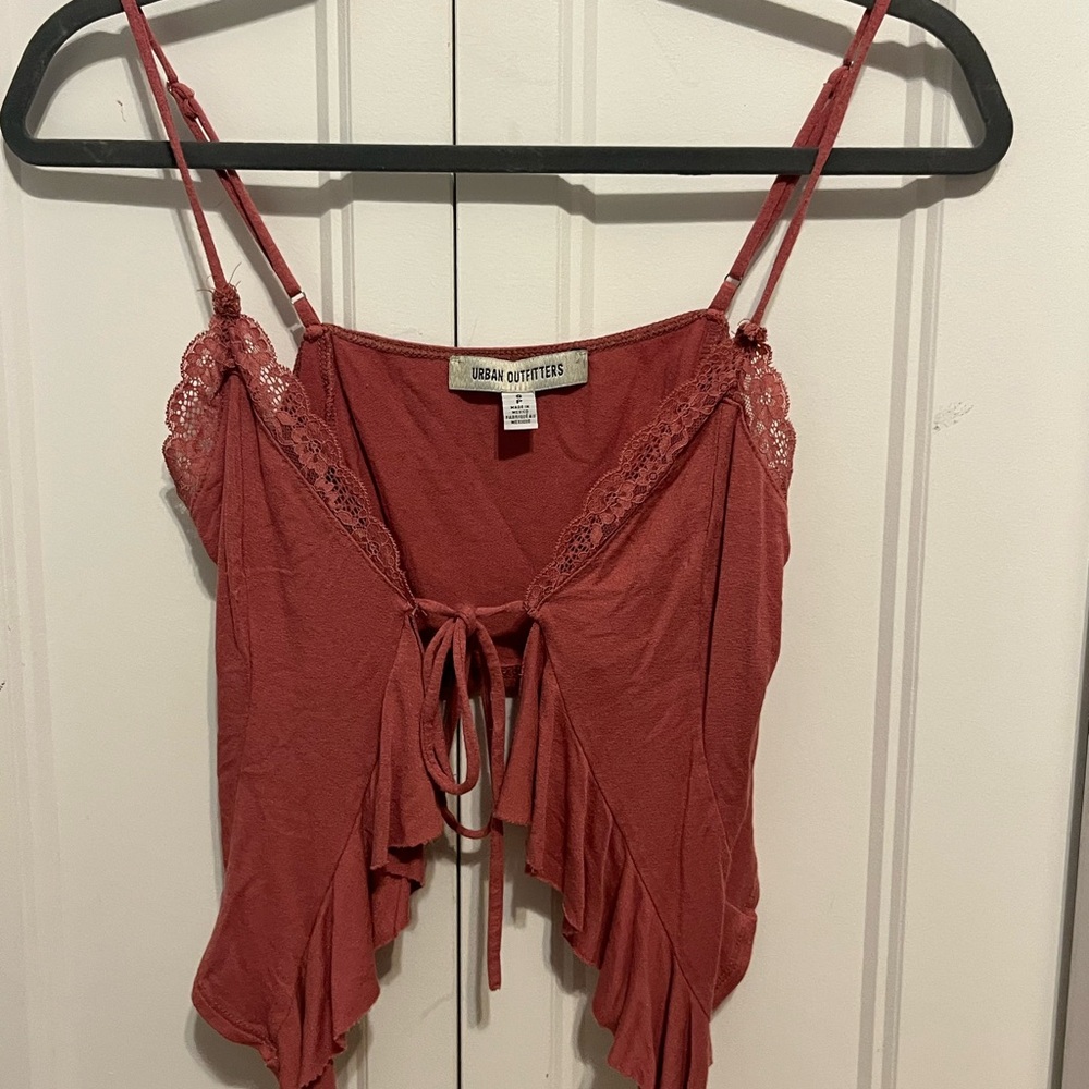 Urban Outfitters Dusty Rose Lace Trim Top